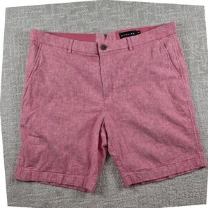 Dunning Mens Red Linen Blend Golf Shorts Size 38 Heathered Flat Front Stretch